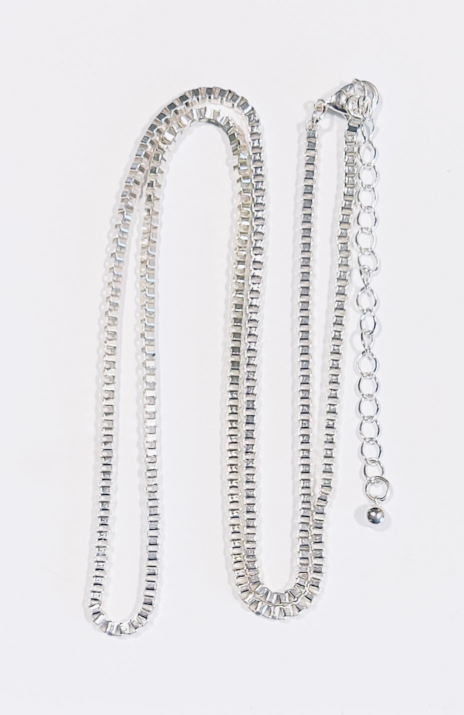 22″ Silver Tone Lightweight Aluminum Box Chain Necklace