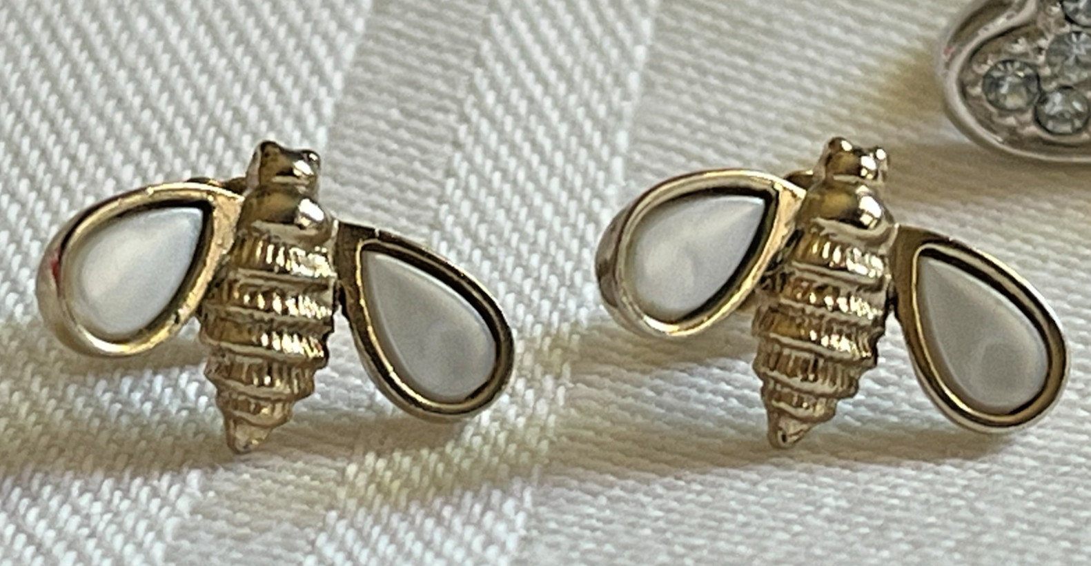 Vintage Lot of Two Earrings, Gold-Tone/Silver-Tone, Different Designs, Studs