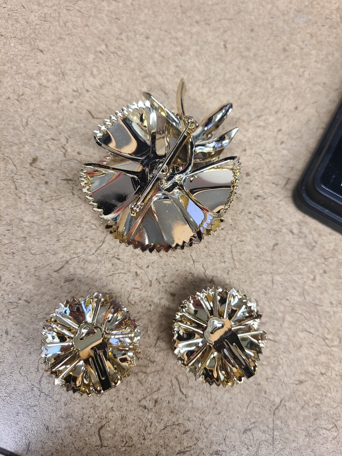 Vintage Style Clip on Earrings and Brooch Set