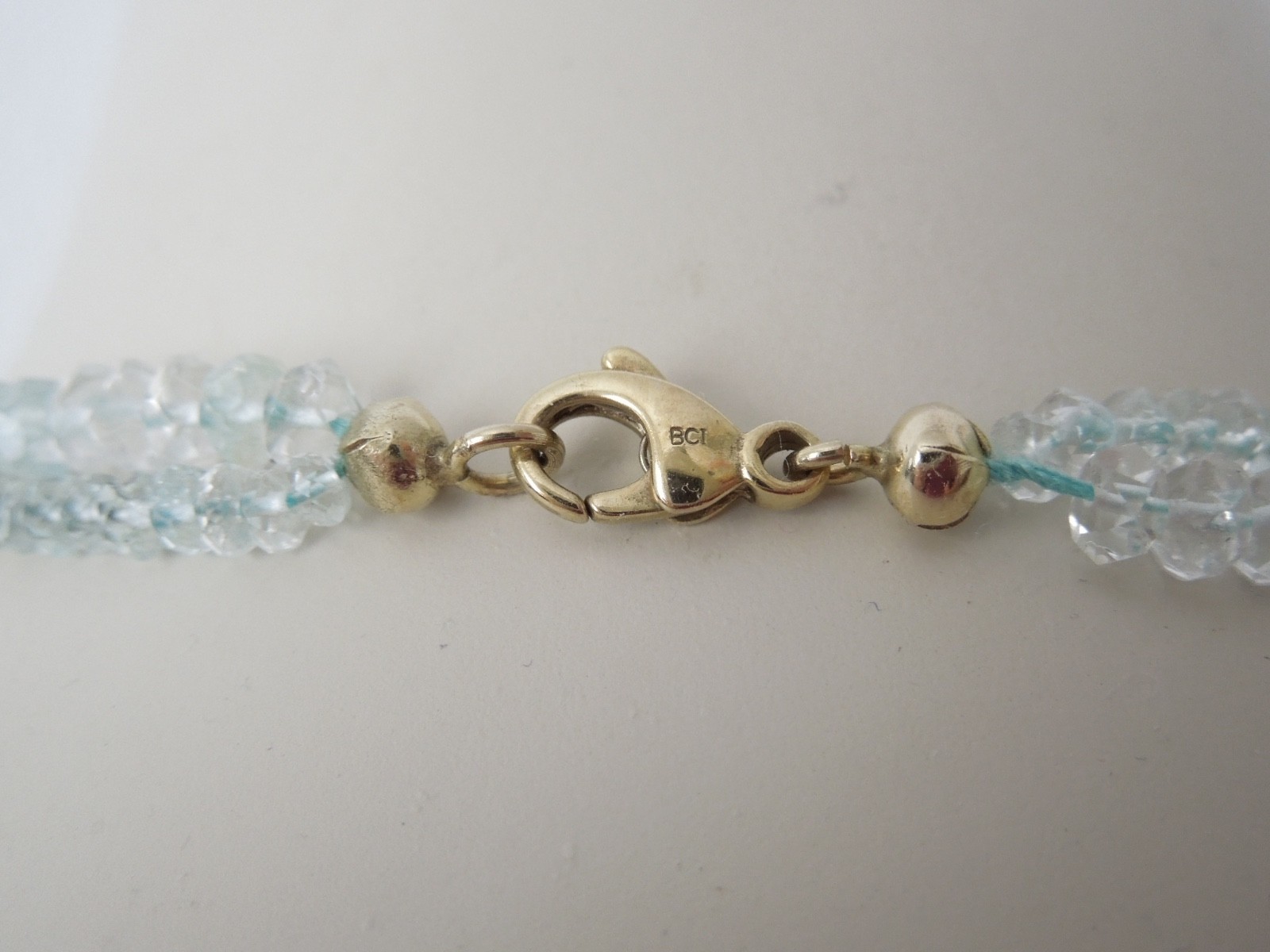 Aquamarine Necklace 375 Gold 2 Strand Faceted Rondelle 19,1 g/45 cm/Ø 0,3-0,4cm