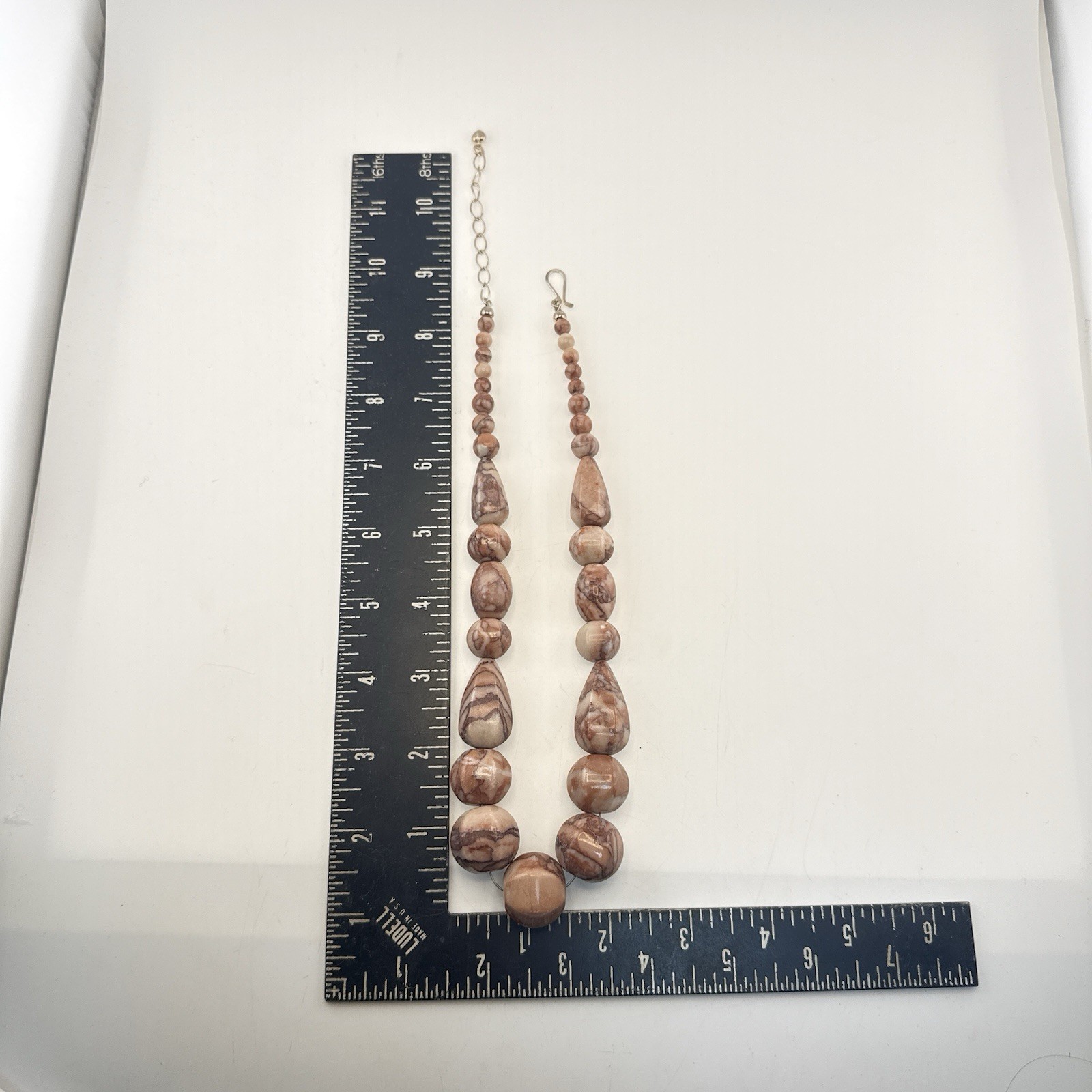 Jay King Necklace Jasper Pink Mauve Picasso Stone Beaded Sterling Silver 925 HSN