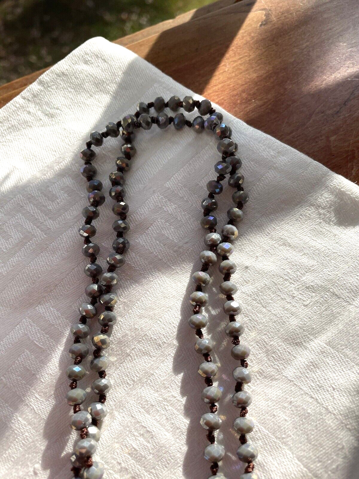 Faceted Violet Blue CHALCEDONY 35″ necklace with blue stone Pendant and pearls