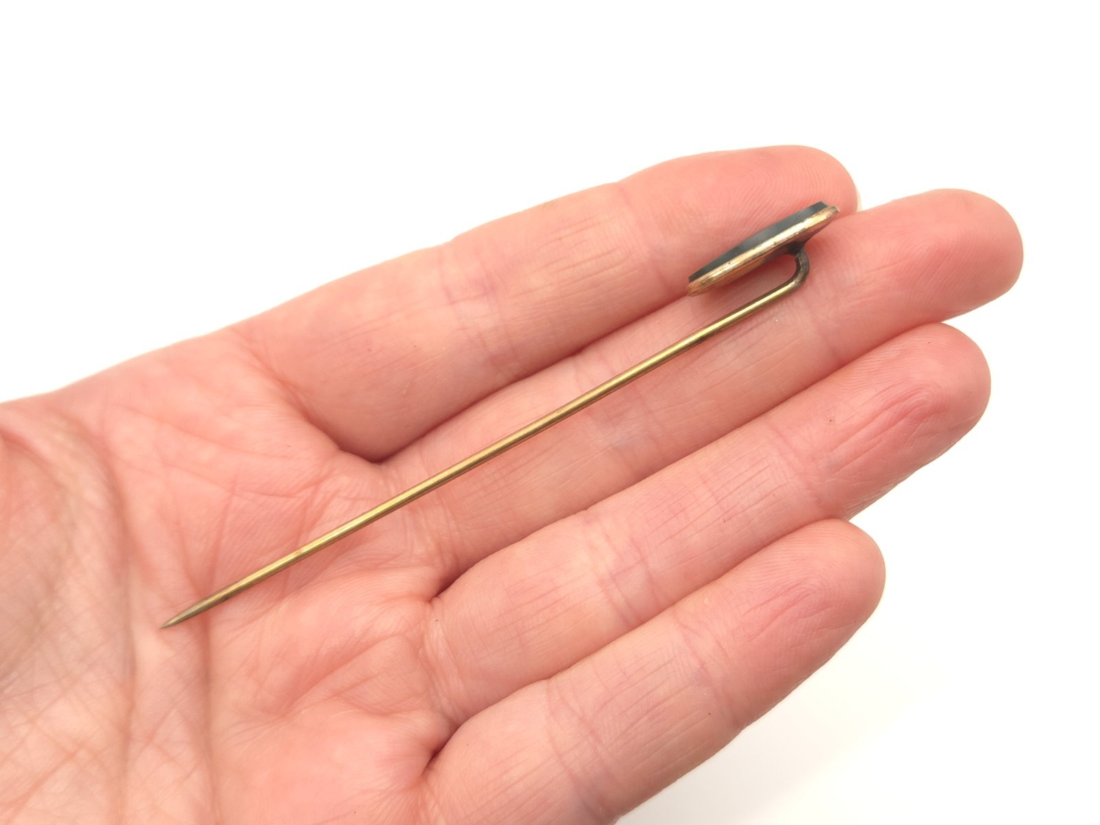 Vintage Antique Art Deco Solid 10K Gold & GF Bloodstone EIF CO Stick Hat Pin