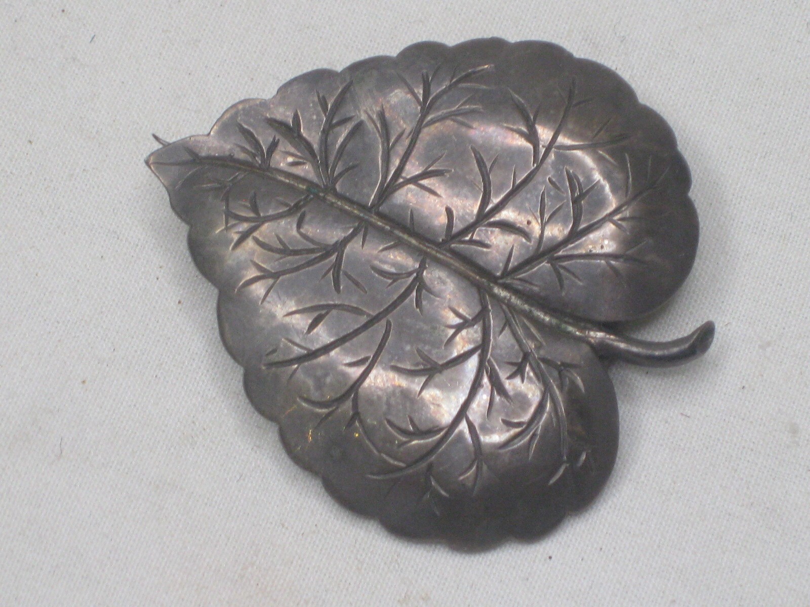 vintage antique detailed nature leaf 800 silver brooch pin jewelry 6.88 gr