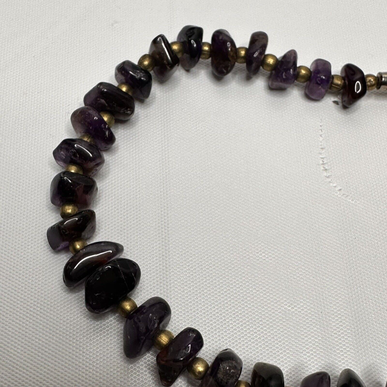 Vintage Amethyst Necklace Polished Gemstone Chip Bead Chunky 18″