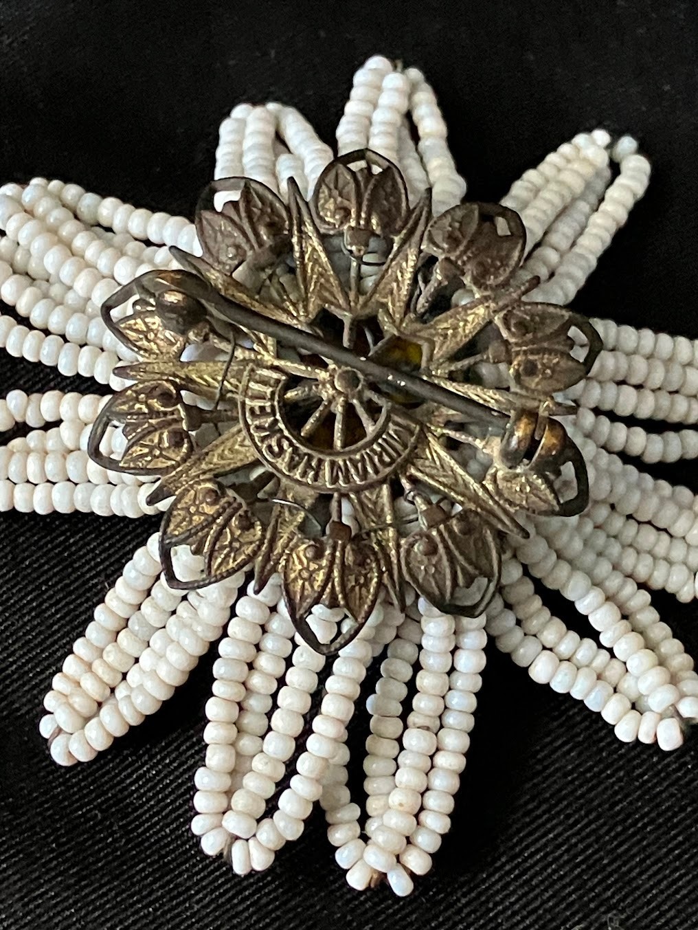 Vintage Miriam Haskell Daisy Brooch Retro Flower Power Wired Glass Seed Bead Pin