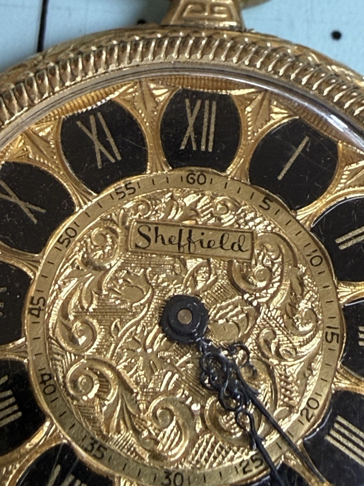 Sheffield Vintage Pocket Pendant Watch Manual Wind Gold Tone