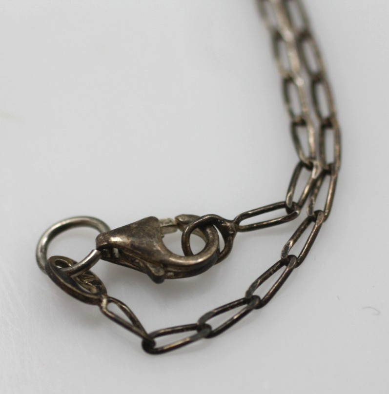 Vintage Sterling Silver 925 paper chain 24″ necklace W/ puff heart pendant Italy