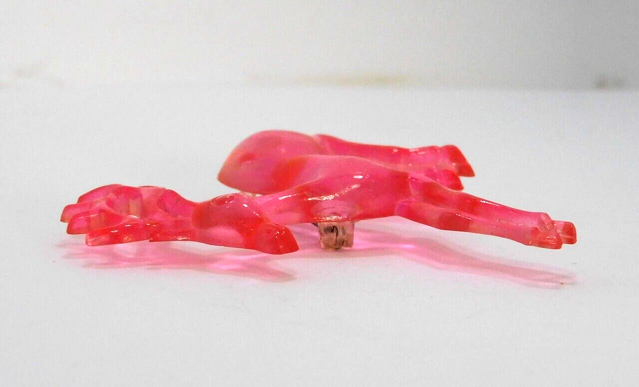 Vintage Christmas Brooch WWII Era Pink Lucite Reindeer Historical Collectible