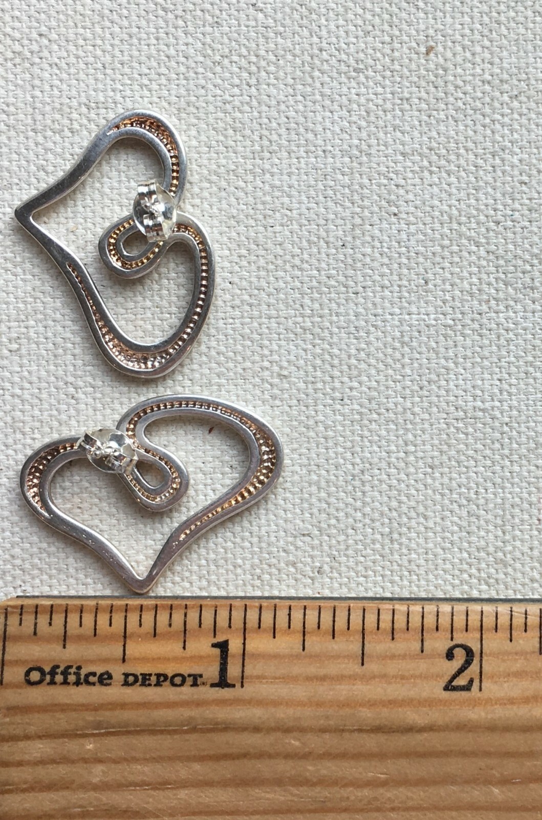 Heart Swirl Ribbon Earrings Sterling Steampunk Retro Modern Abstract OOAK 1″
