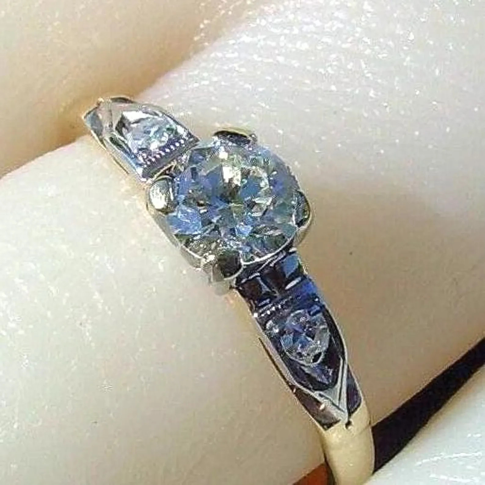 Original EARTH MINED DIAMOND Deco Engagement RING Vintage Solitaire 14K GOLD 6