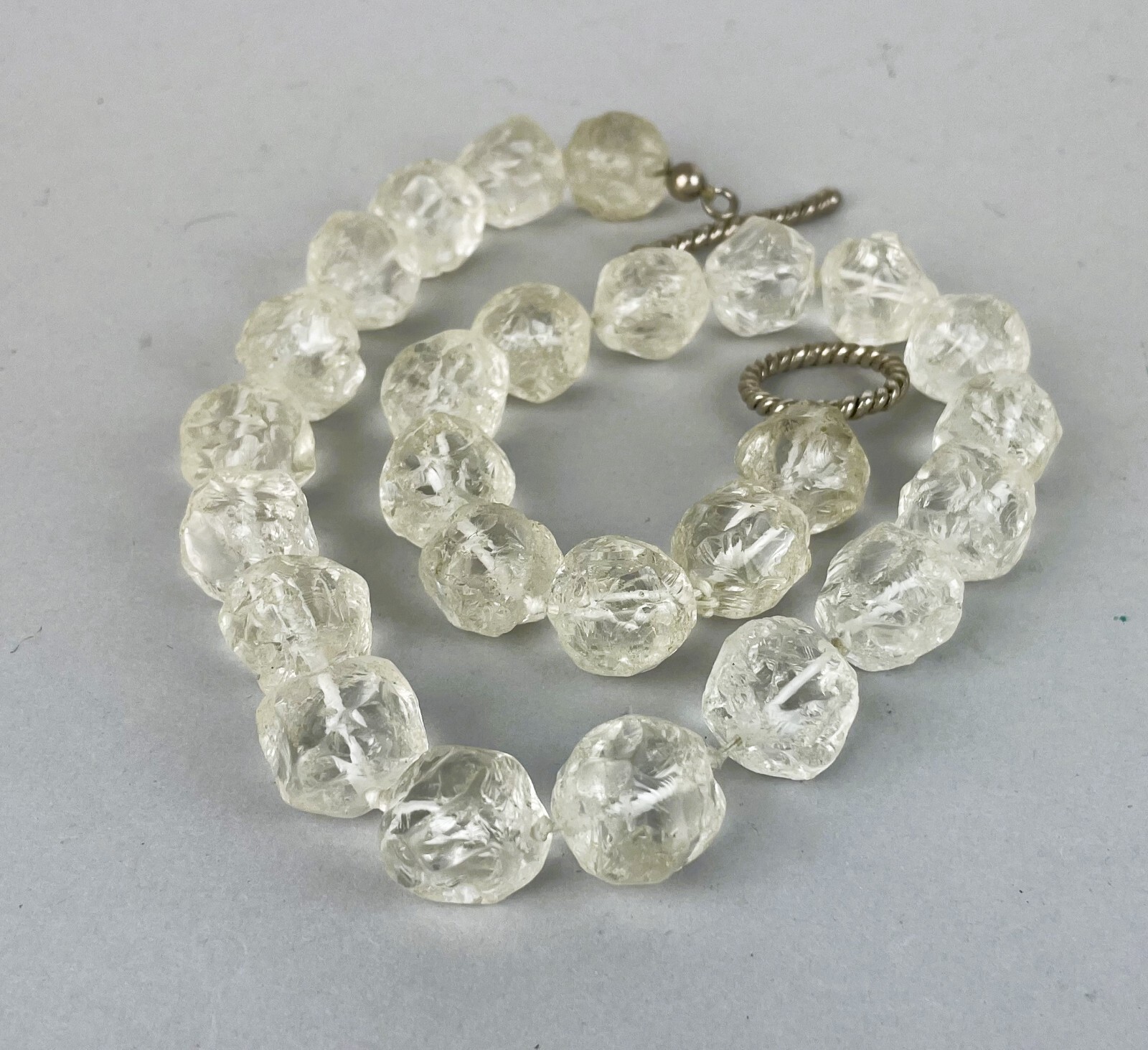 Vintage 1980’s Rock Crystal Quartz Crystal Nugget Tumble Necklace 20″