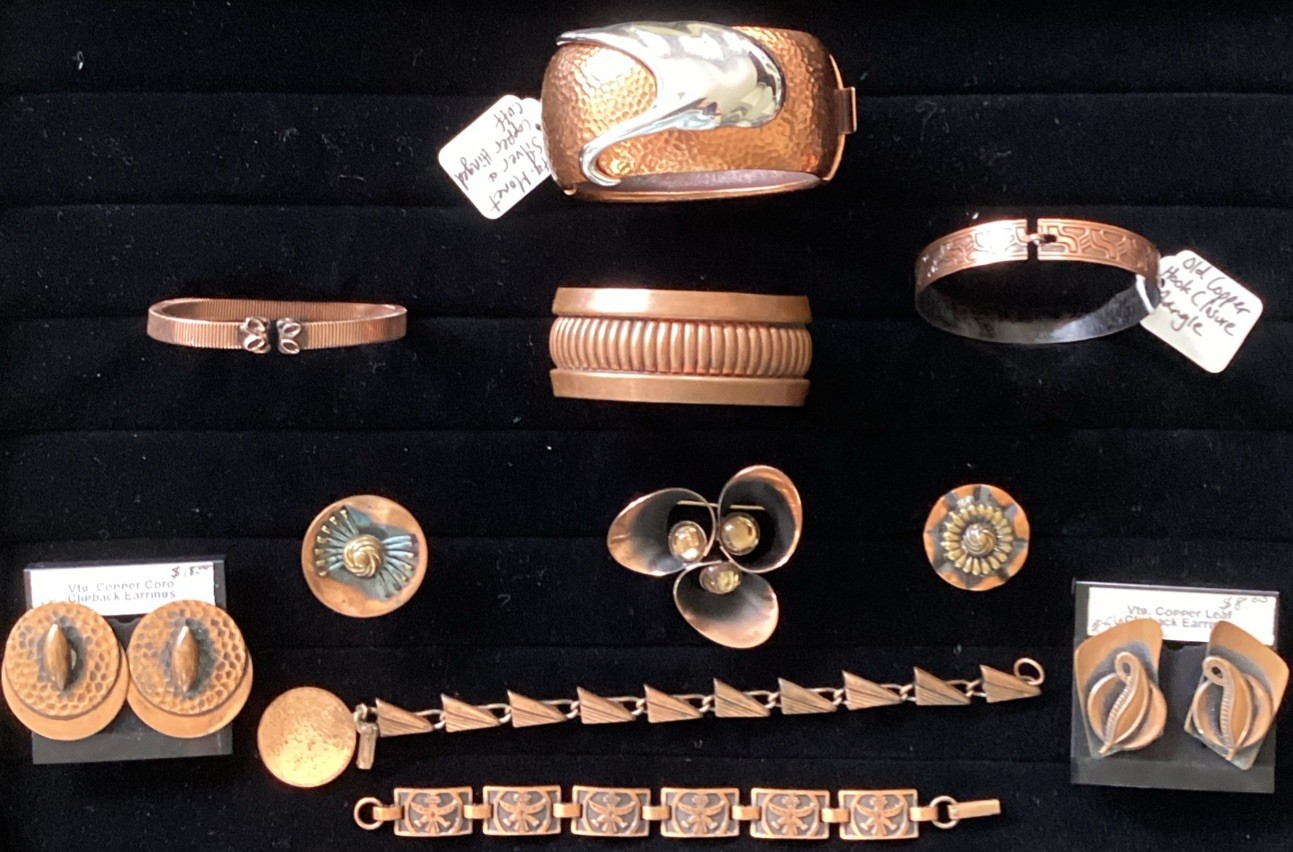 Vintage Copper Jewelry Lot Monet Coro Bracelet Earring Brooch Ring Lot 83