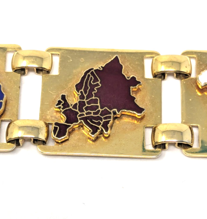 Vintage 60s United Nations Geoscheme Continental Regions Bracelet Bates & Klinke