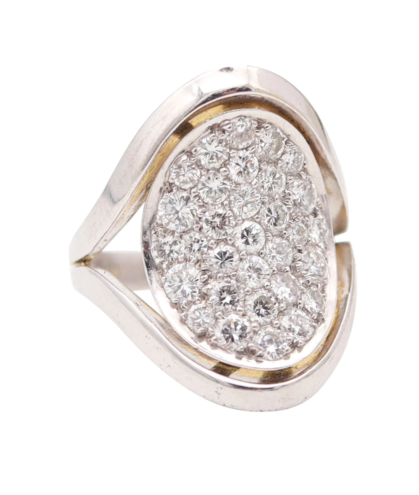 KURT WAYNE Cocktail Ring In 18Kt White Gold With 2.14 Cwt. In VVS Diamonds