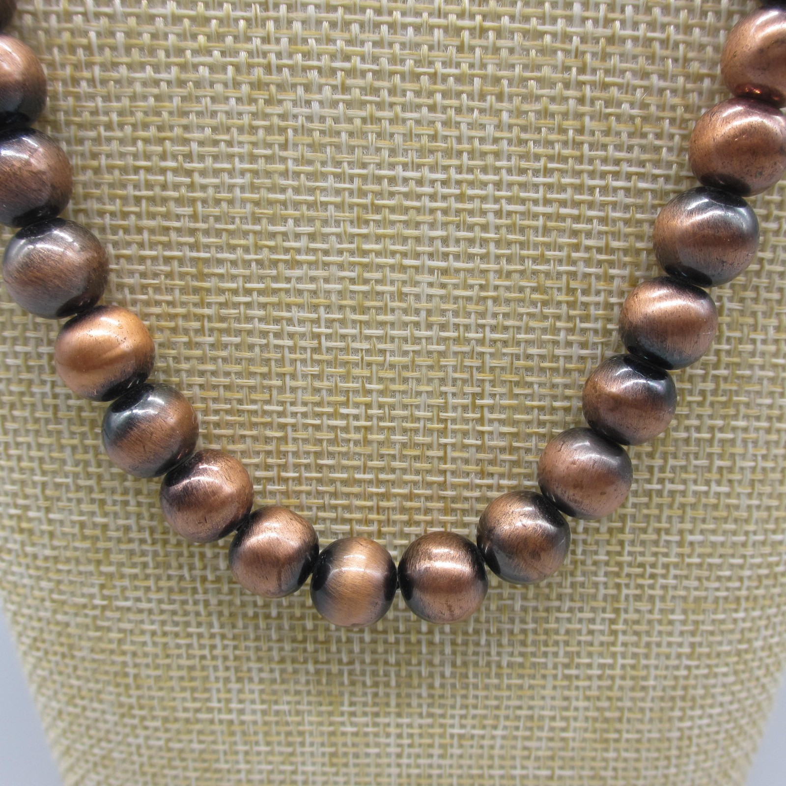 Vintage Beaded Necklace Copper Tone Ombre Metallic Look 23 Inch