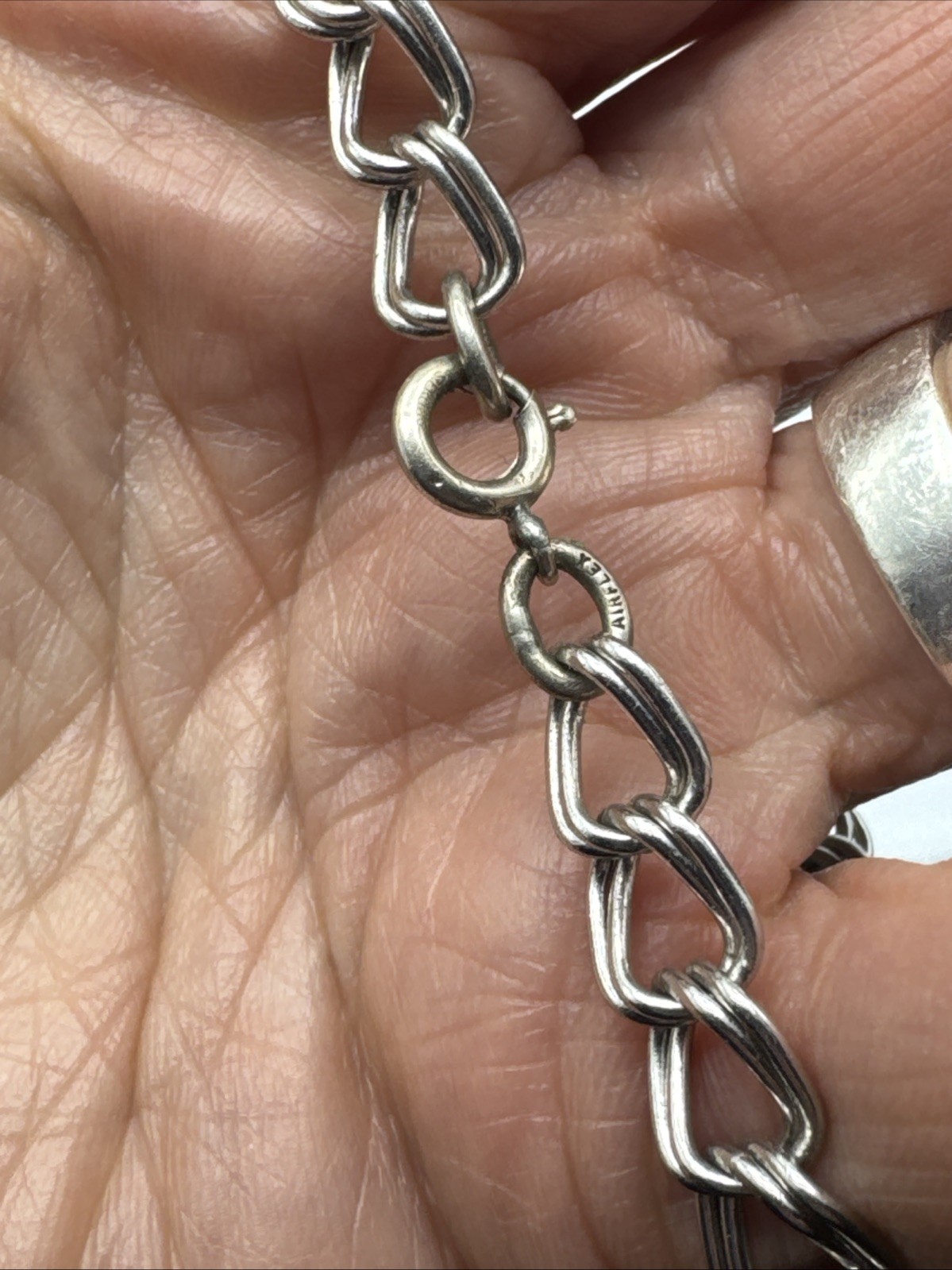Vtg Sterling Silver 925 Double Link Chain Disney Micky Mouse Charm Bracelet 6.75