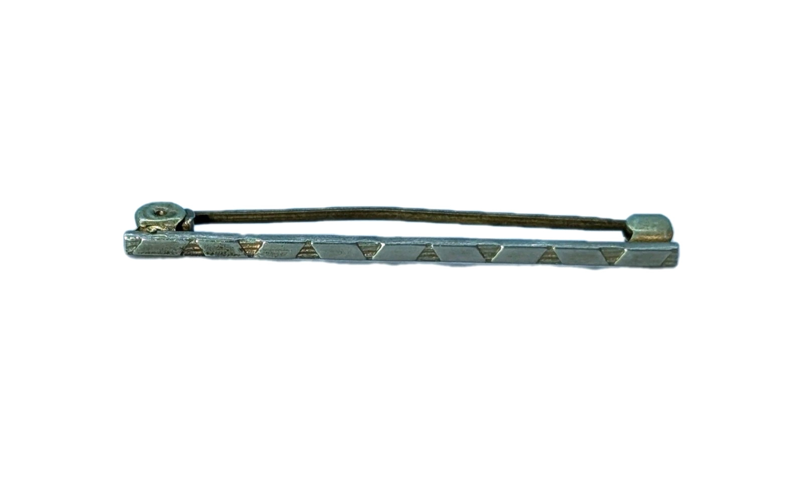 Antique Art Deco Silver Tone Safety Clasp Bar Lingerie Pin 1.5″ Triangles Peaks