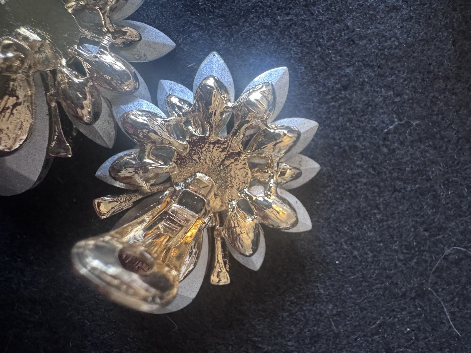 Vintage Aurora Borealis Rhinestone Earrings AB Crystal Floral Unbranded Clip On