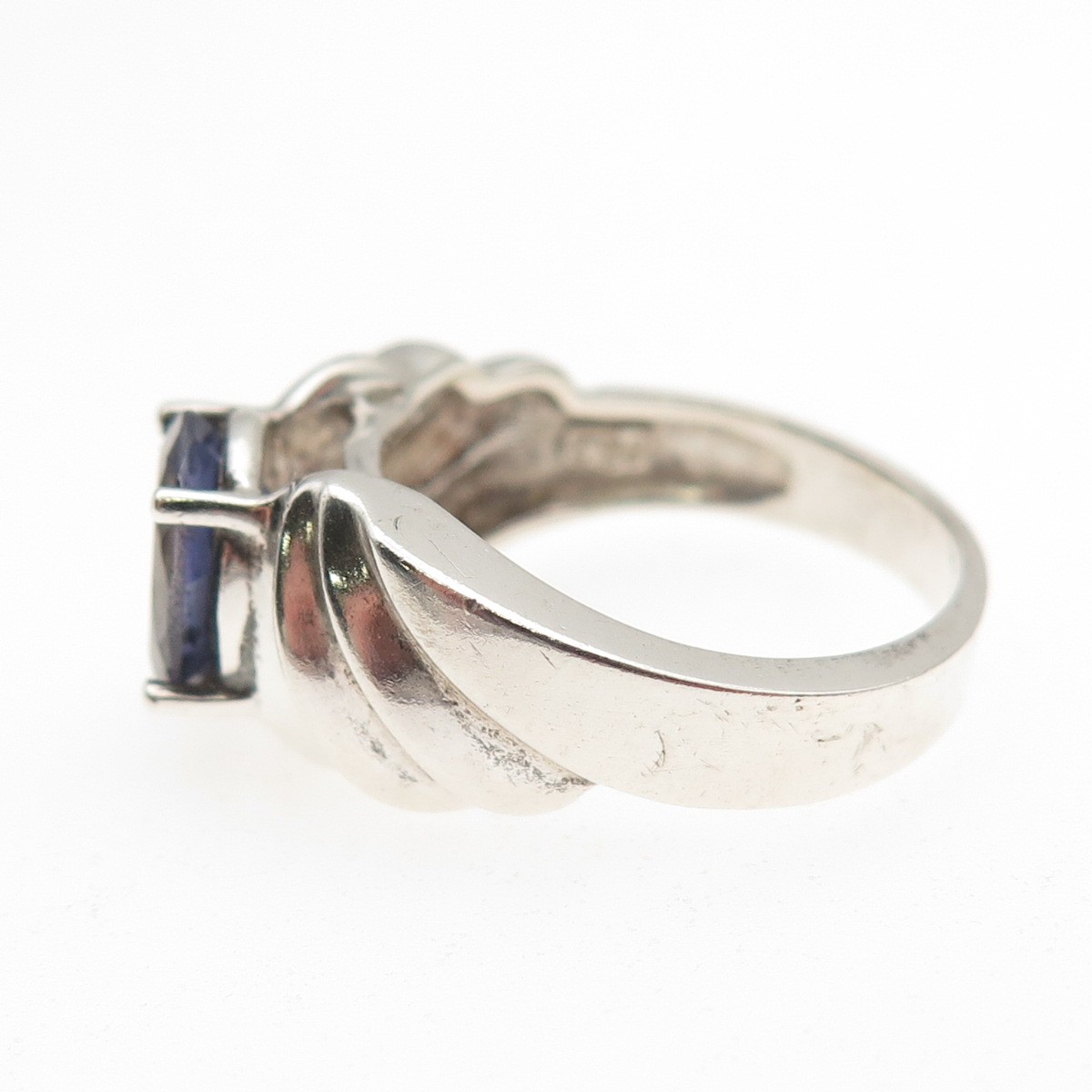 Mei 925 Sterling Silver Vintage Real Iolite Modernist Ring Size 7