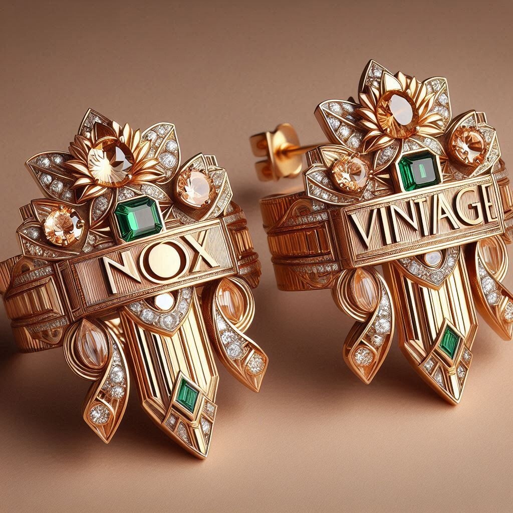 Vintage Art Deco/Nouveau Pretty Gold Glass Sparkly Gold Tone Screw Back Earrings