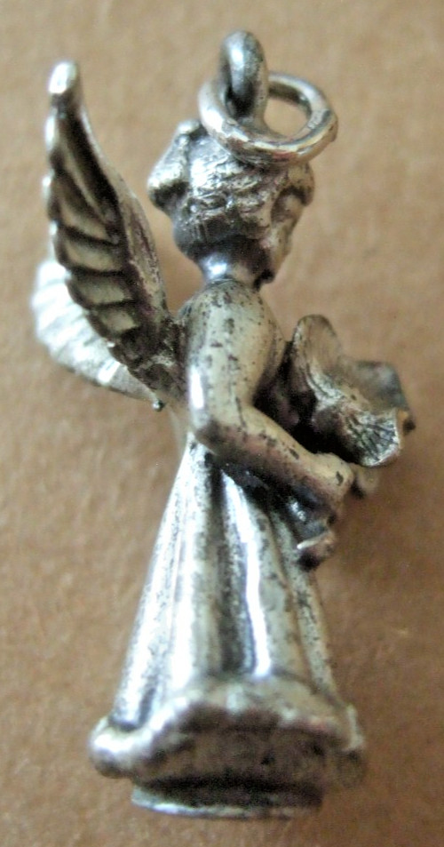 VINTAGE CREED STERLING SILVER APRIL GUARDIAN ANGEL PENDANT CHARM