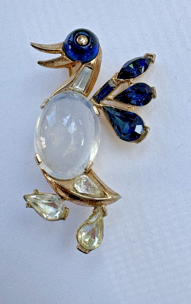 VINTAGE ALFRED PHILIPPE CROWN TRIFARI JELLY BELLY BIRD DUCK PIN BROOCH