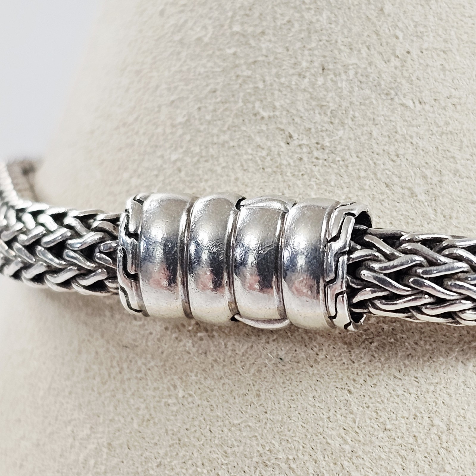 John Hardy Sterling Silver 925 Woven Wheat Bracelet 5mm Size Medium 7 1/4″