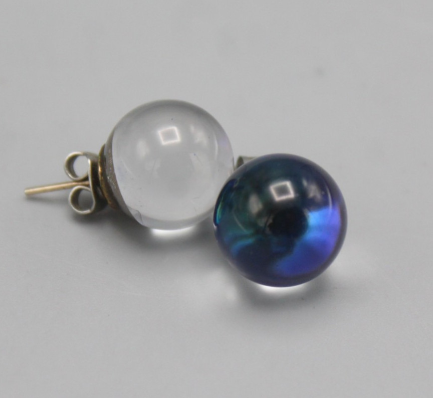 Vintage Pools of Light Large 12mm Crystal Orb Stud Earrings Amazing Colors