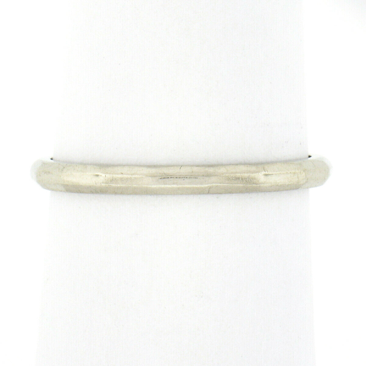 Antique Art Deco 14k White Gold 2mm Polished Faceted Eternity Wedding Band Ring