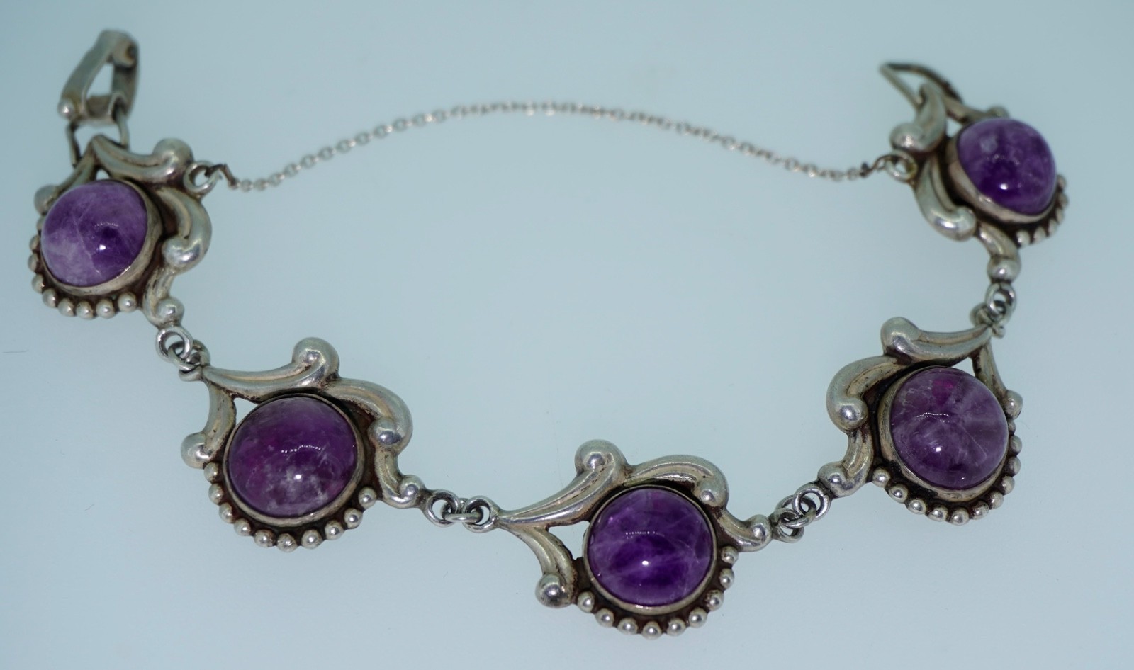 Los Castillo Sterling Silver & Amethyst Bracelet #695