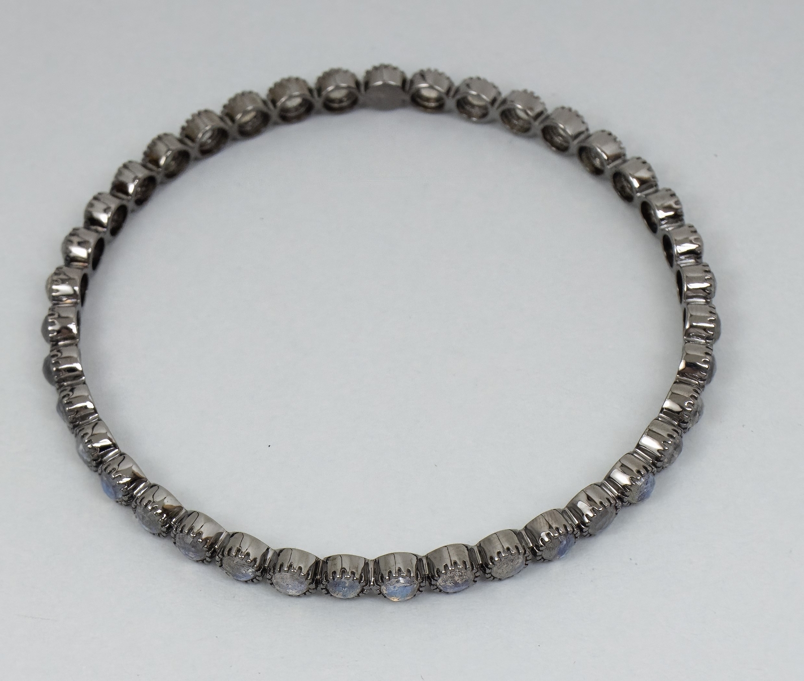 8.1″ HSN Rarities Labradorite Bangle BlackRhodium Sterling Silver Bracelet 15.9g