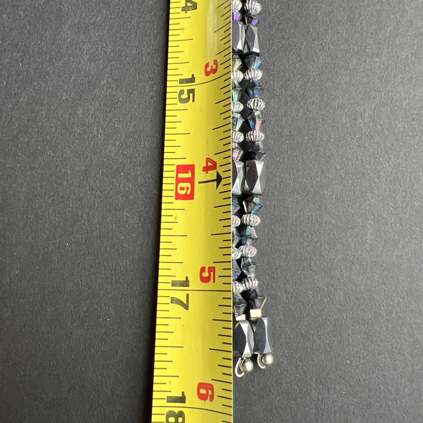 Iridescent Magnetite Wrap Bracelet Purple Blue Silver Tone Vintage Adjustable