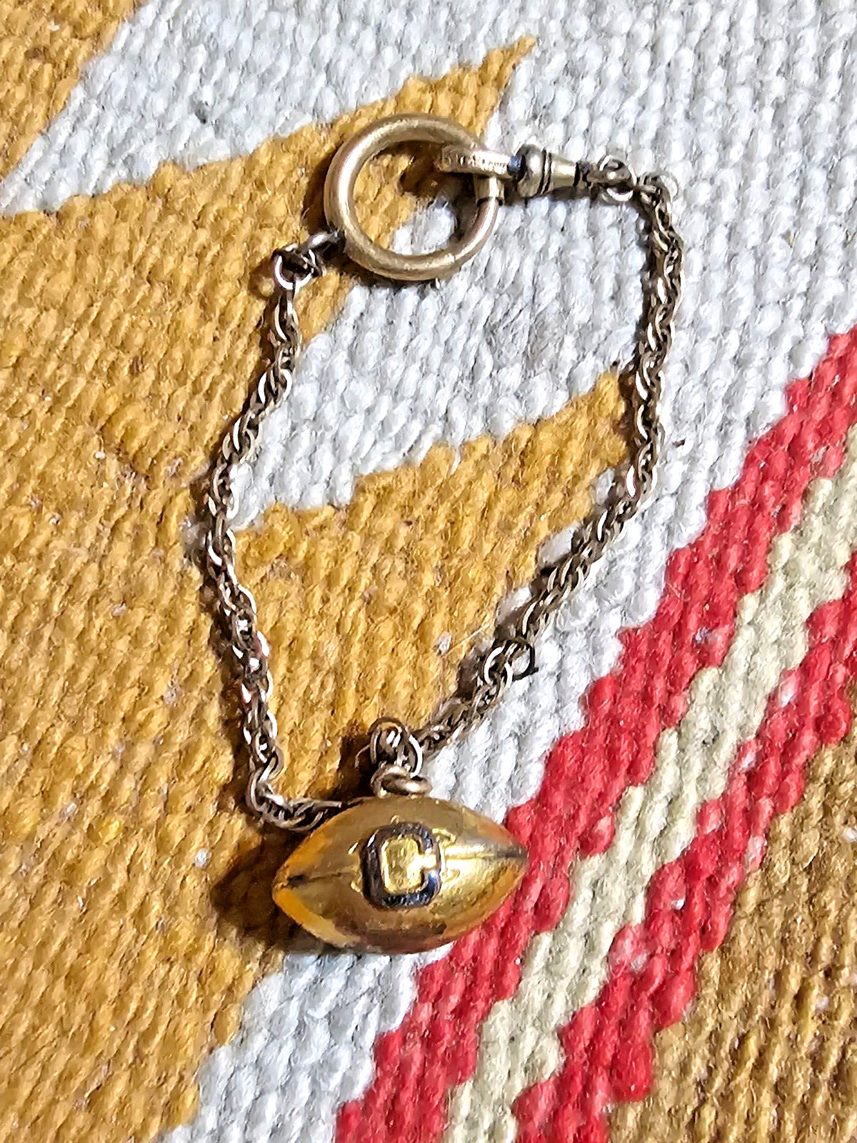 Cool ca1930s Letter C Enamel Gold Filled Football Charm Pendant Hadley Watch Fob