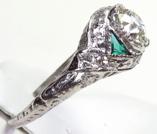Antique Art Deco 1920’s Diamond Engagement Ring Plat Pall Ring Size 5.5 UK-K1/2