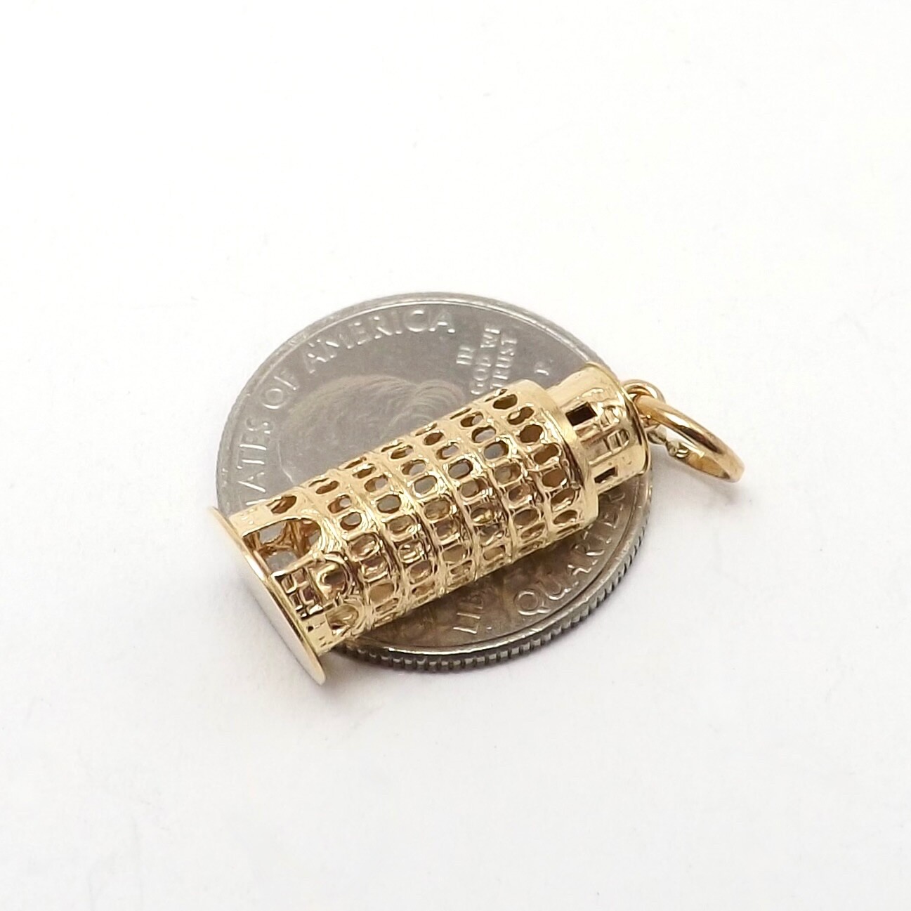 Solid 18k Gold Leaning Tower Of Pisa Charm Pendant Italy 750 Vintage