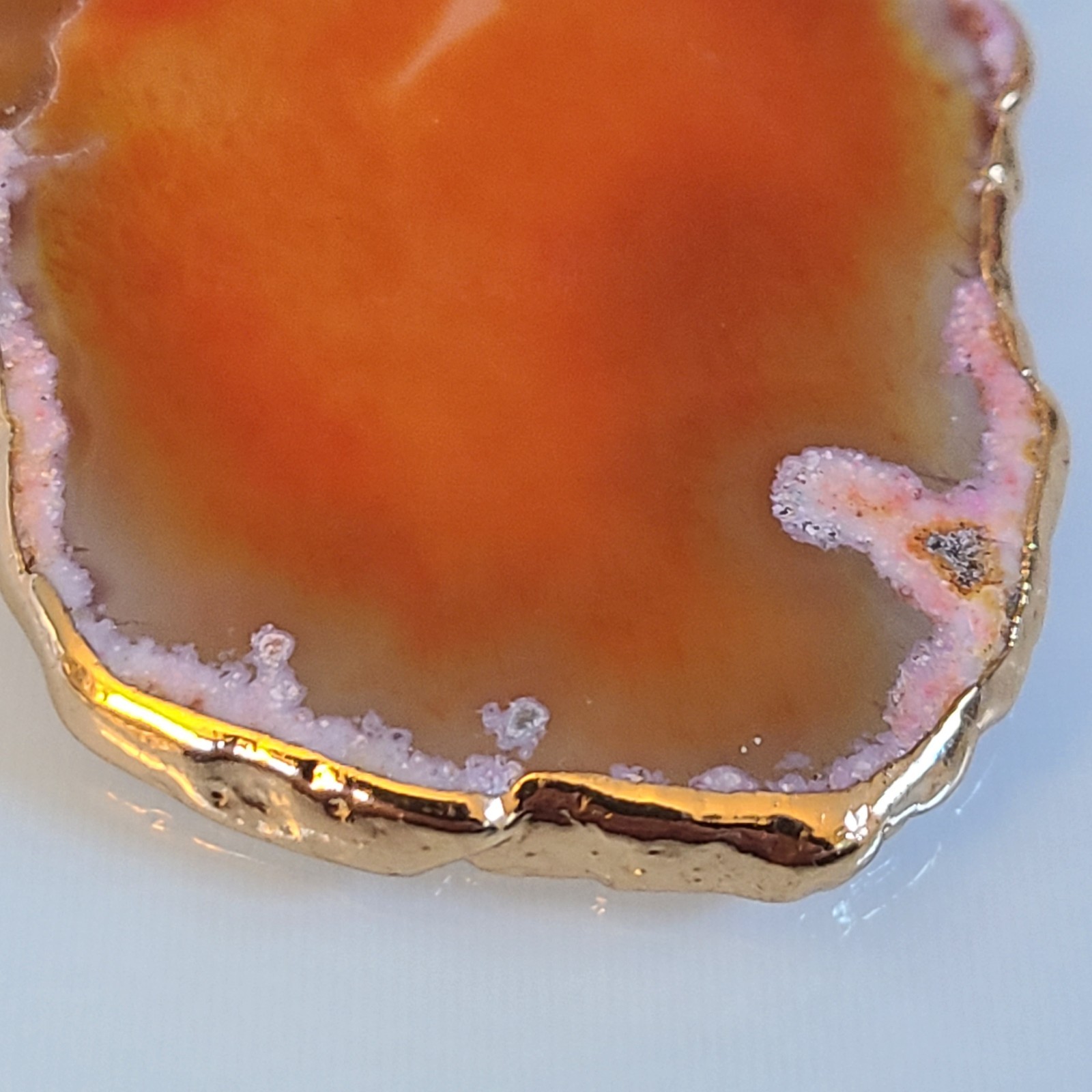Extra Large Red Agate Geode Slice Pendant VINTAGE WITH 925 SNAKE CHAIN 32 INCHES