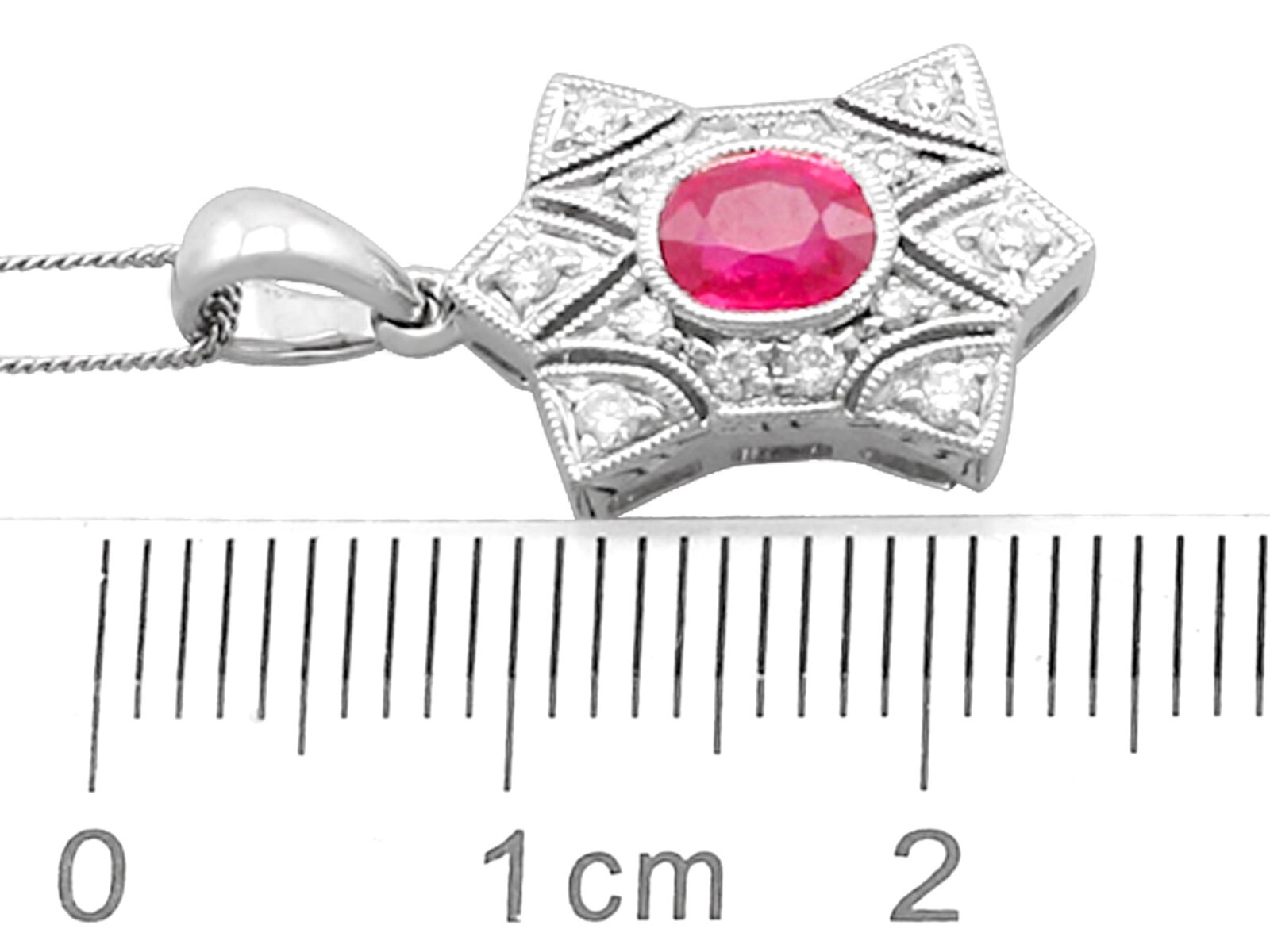 0.78 Ct Ruby & 0.28 Ct Diamond 18k White Gold Pendant Circa 2000