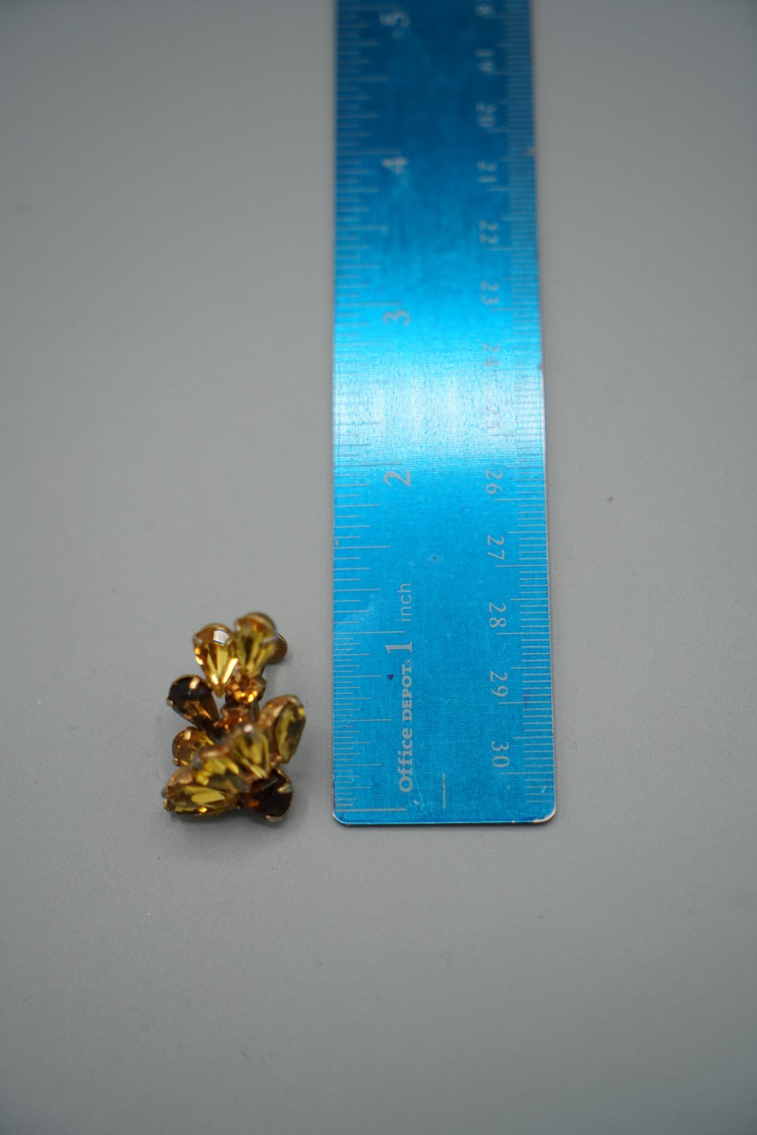 Vintage Rhinestone Clip On/ Screw Back Earrings-Clear/Silver-Topaz/Citrine Color