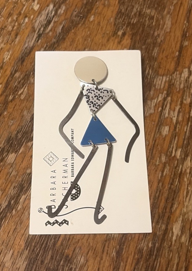 Vintage BARBARA SUCHERMAN Modernist Colored Aluminum Sterling Silver Pin Person