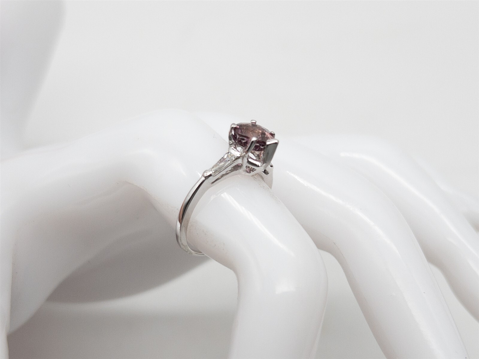 Vintage $4K 1.50ct NO HEAT Purple Pink Pear Sapphire Diamond 14k White Gold Ring