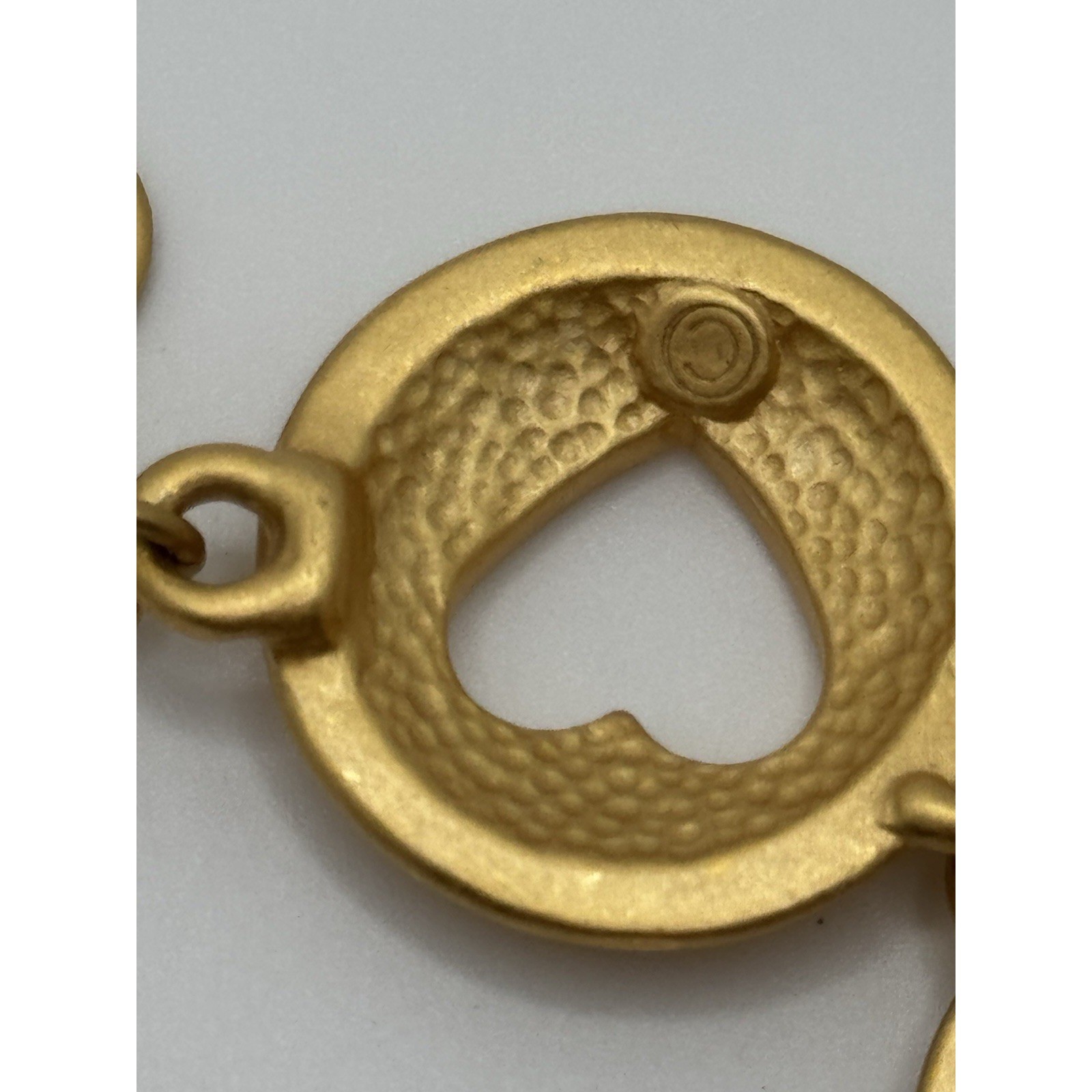 Vintage Anne Klein Necklace Matte Gold Tone Heart Star Moon Cut Out Round Link