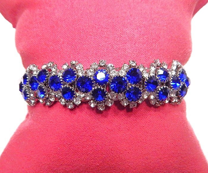 Retro Vintage Rhinestone Bypass Wrap Flex Coil Cuff Bracelet MONET NWOT S44