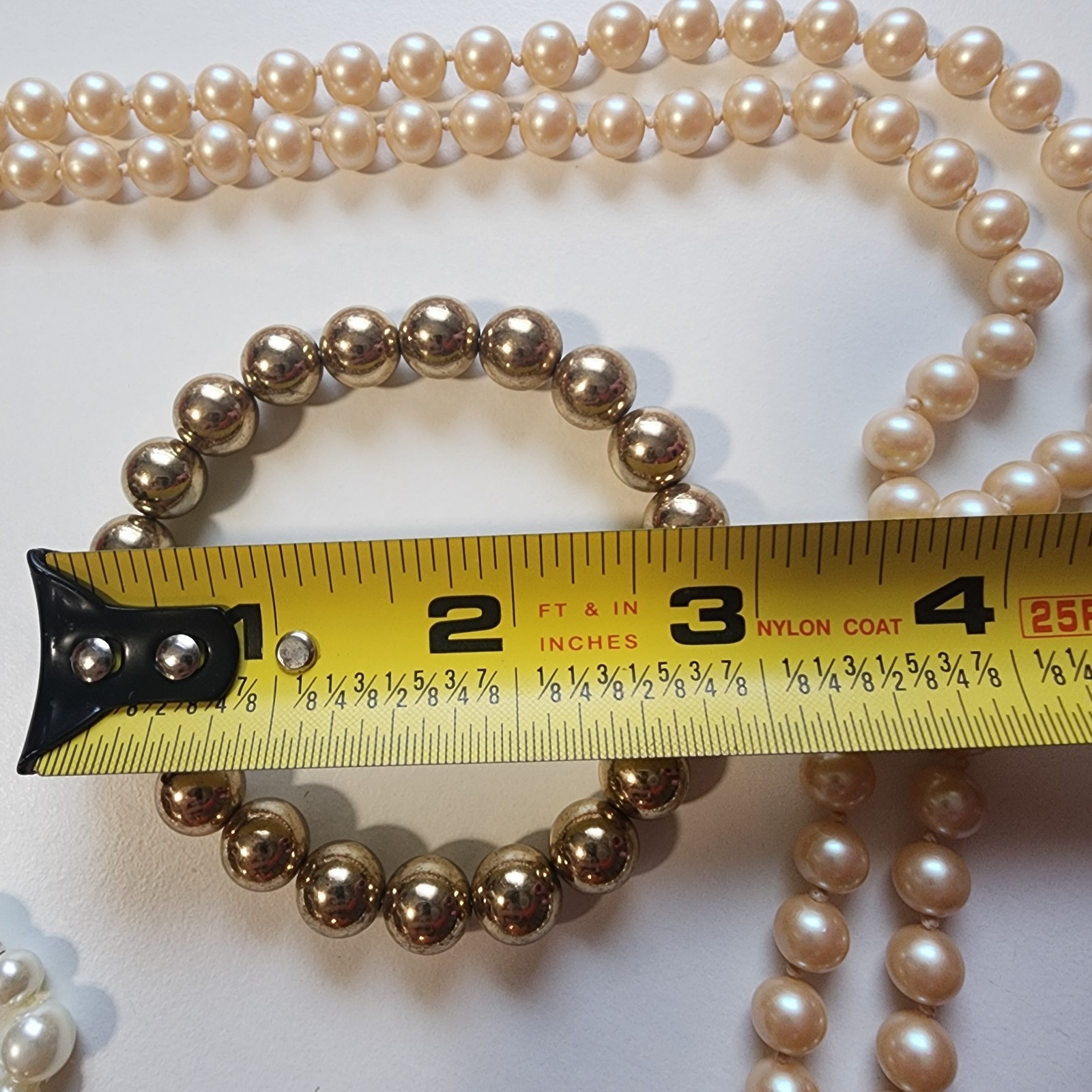 Lot Of 3 Vintage Faux Pearl / Beads Bracelets Necklace Choker Round Stretch