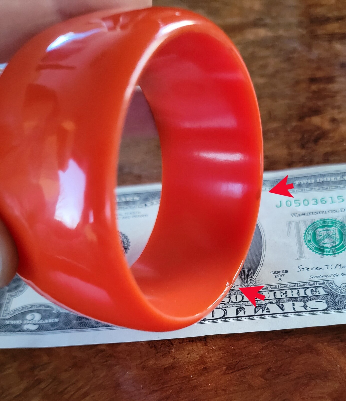 Vintage BAKELITE Bangle – Orange – Almost 1 1/2″ Wide