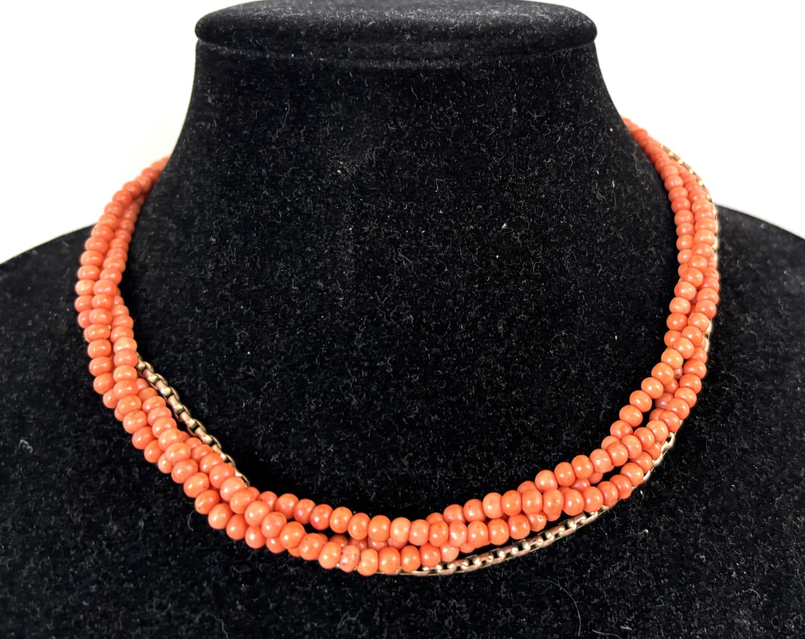Deco Era Natural Salmon Coral Torsade Necklace