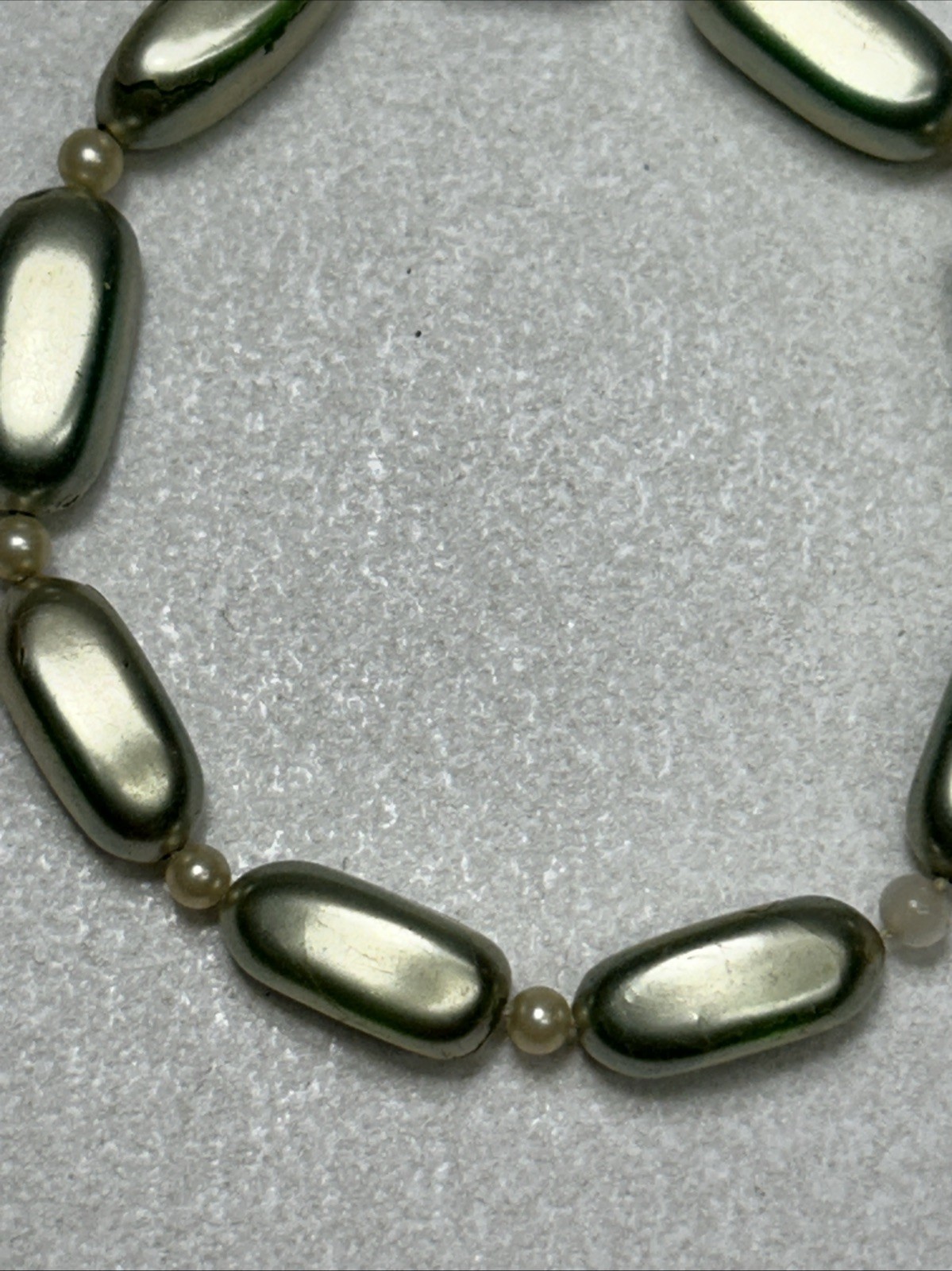 Vintage Beaded Bracelet With Sterling Clasp And Simulated Emerald