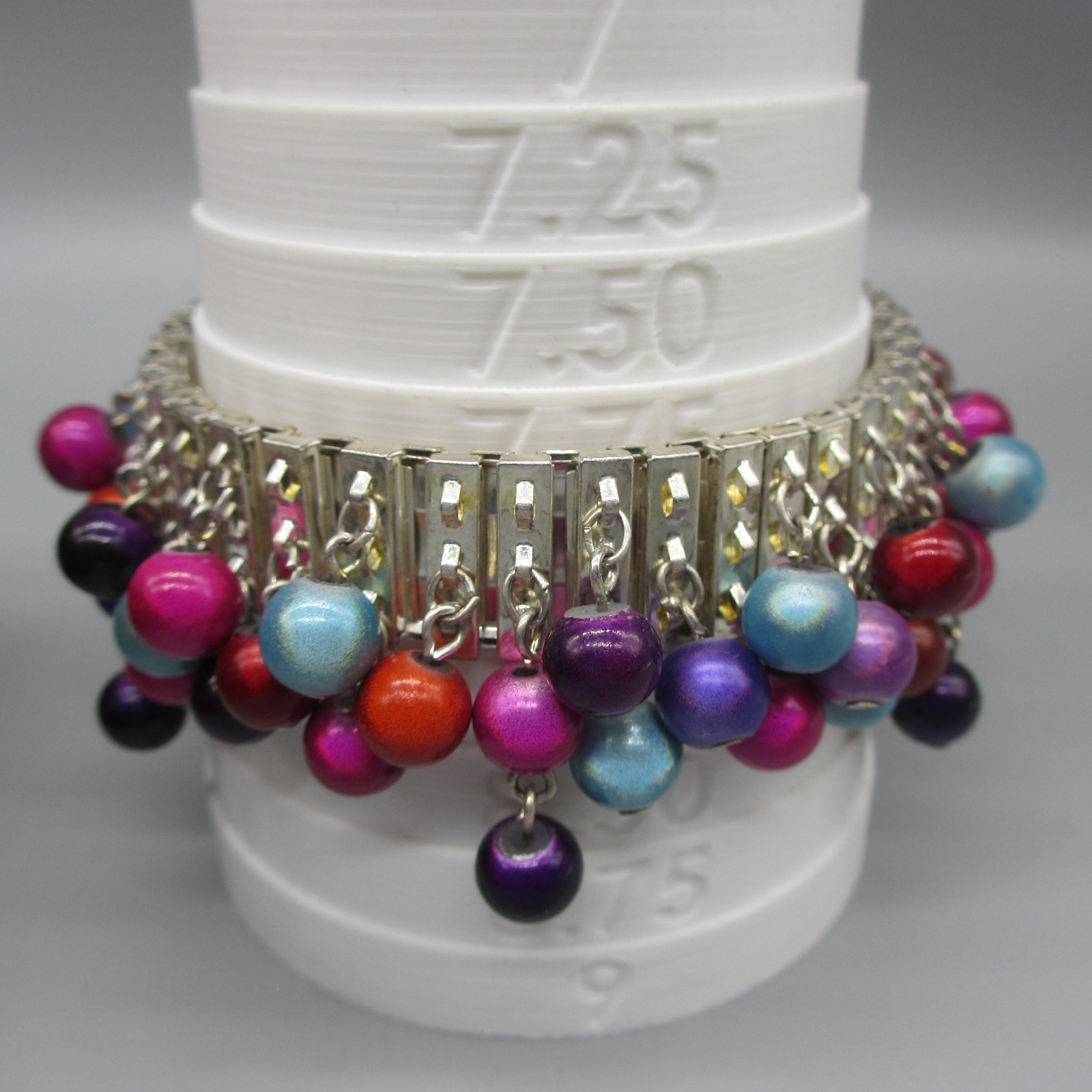 Vintage Cha Cha Expansion Bracelet Beads Red Purple Pink Blue