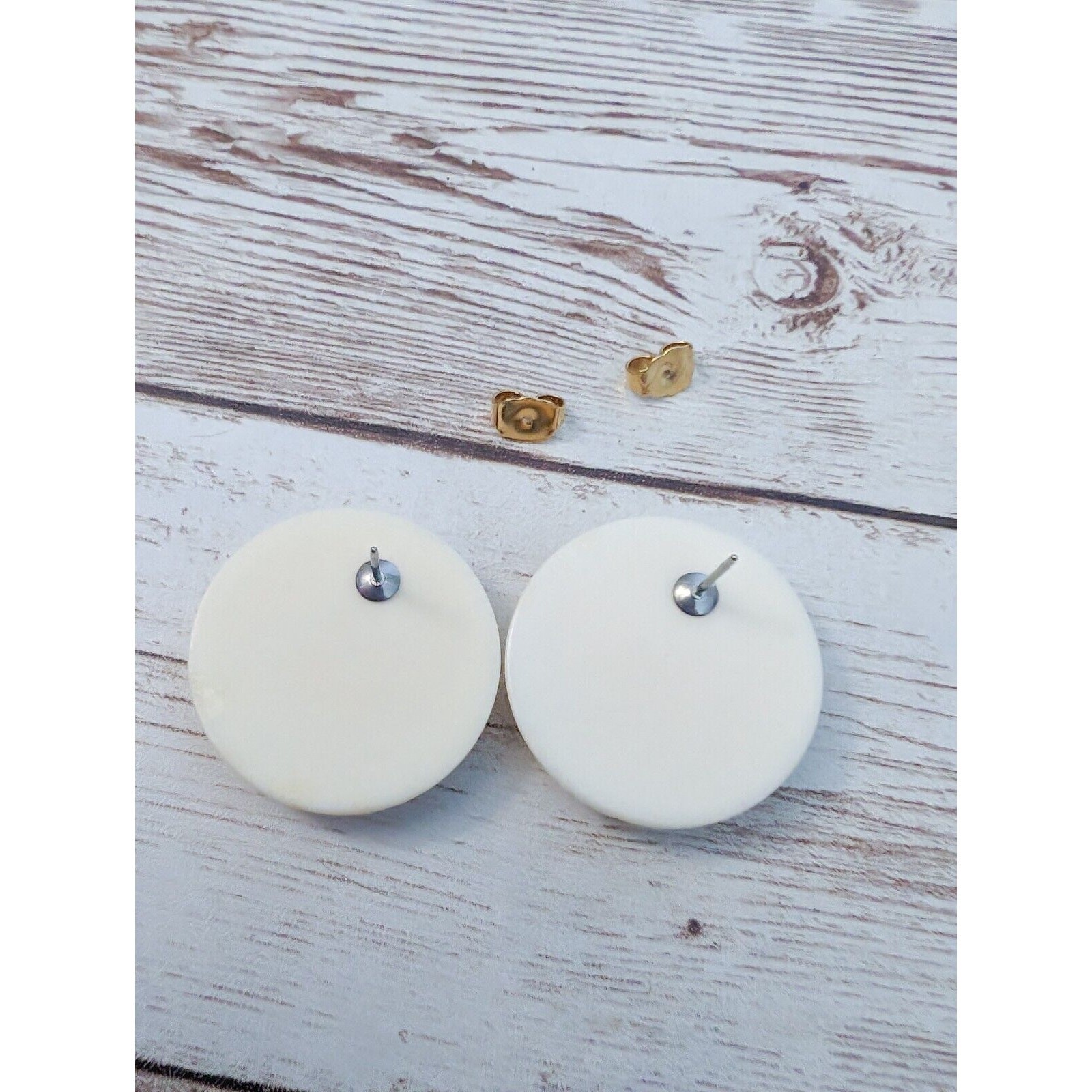 Vintage Earrings For Pierced Earrings – Off White with Yellow Spots