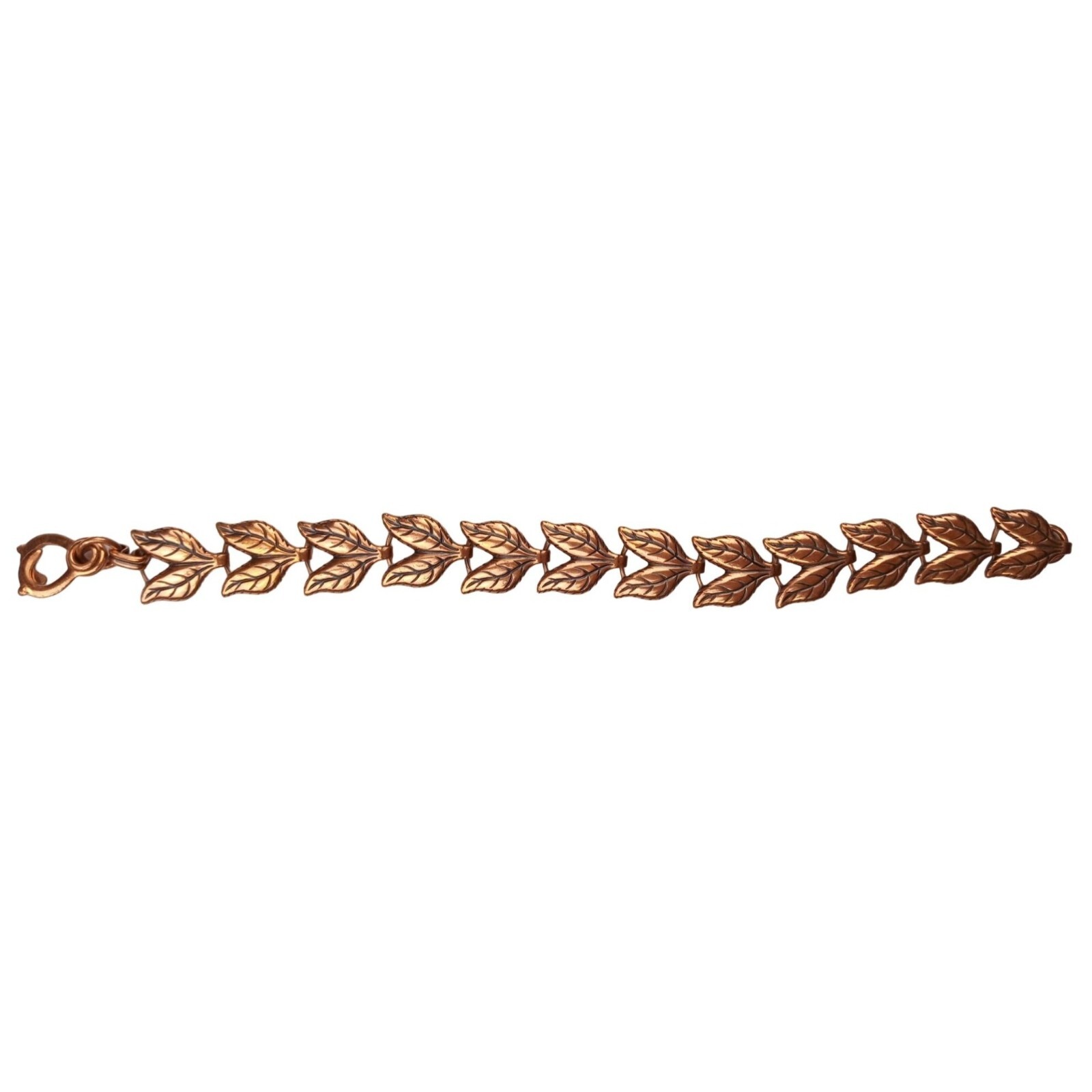 Vintage Bracelet Copper Double Leaf Link Leaves Botanical Fall Vine Sister Clasp